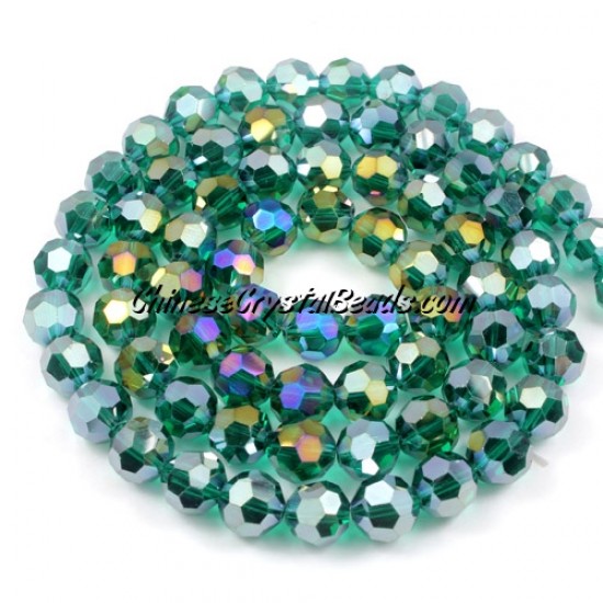 8mm round crystal beads, Emerald AB,about 70 beads