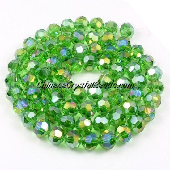 8mm round crystal beads, Fern green AB,about 70 beads