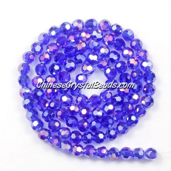 4mm chinese round crystal beads, med sapphire AB, about 95 beads