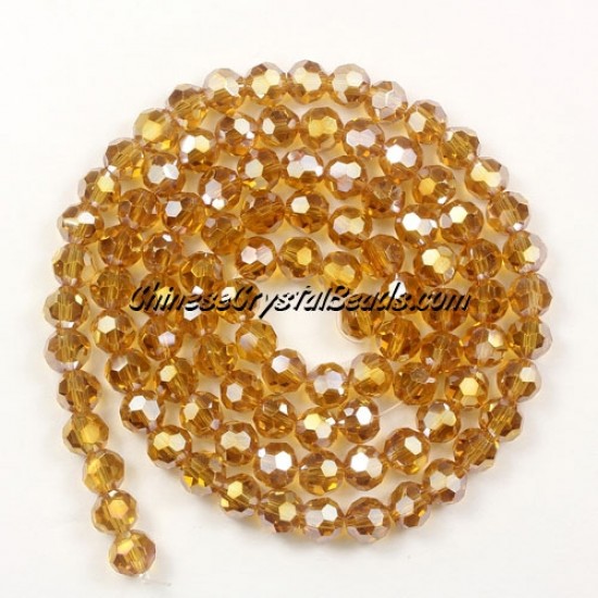 4mm chinese round crystal beads, Amber AB, about 95 beads