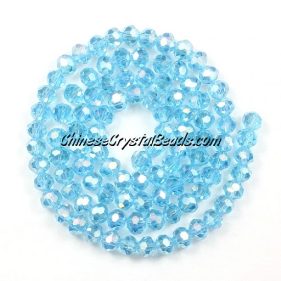 4mm chinese round crystal beads, aqua AB, about 95 beads