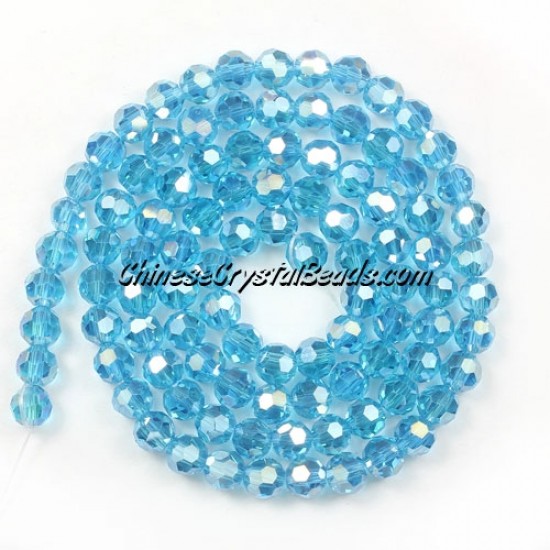 4mm chinese round crystal beads, dark aqua AB, about 95 beads