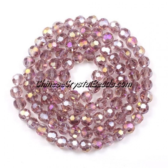 4mm chinese round crystal beads,light Amethyst AB, about 95 beads