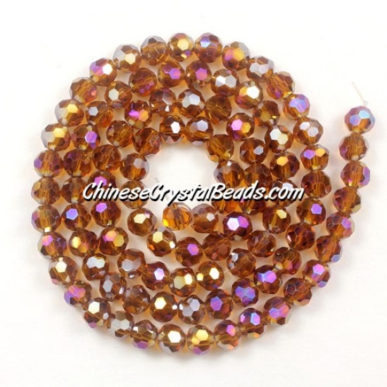 4mm chinese round crystal beads, Dark Amber AB, about 95 beads