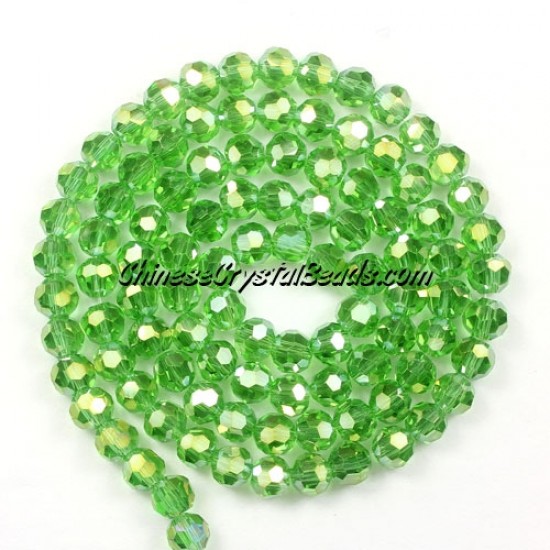 4mm chinese round crystal beads, fern green AB, about 95 beads