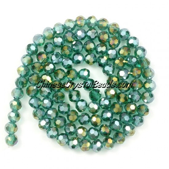 4mm chinese round crystal beads, Emerald AB, about 95 beads
