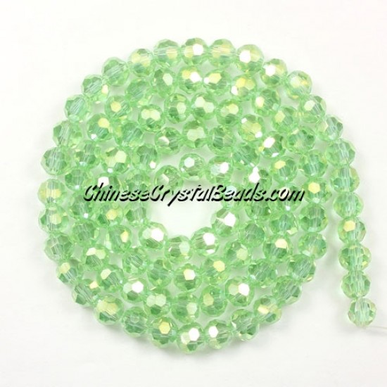 4mm chinese round crystal beads, lime green AB, about 95 beads
