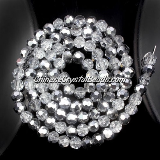 4mm chinese round crystal beads, half silver, about 95 beads