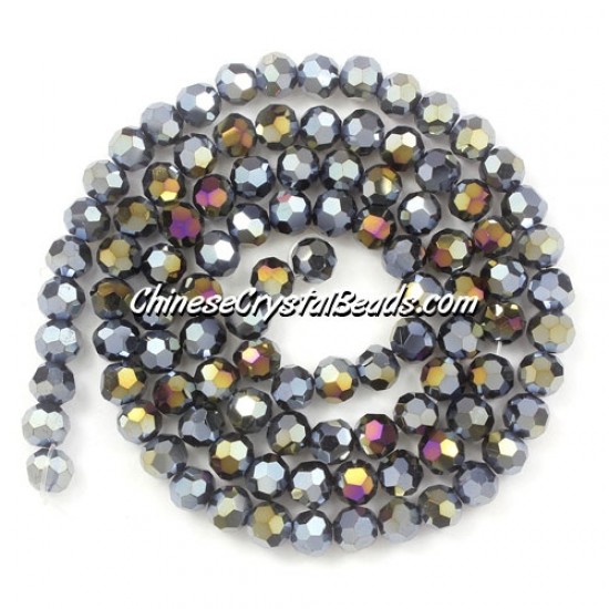 4mm chinese round crystal beads, Blcak AB, about 95 beads