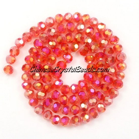 4mm chinese round crystal beads, light Siam AB, about 95 beads