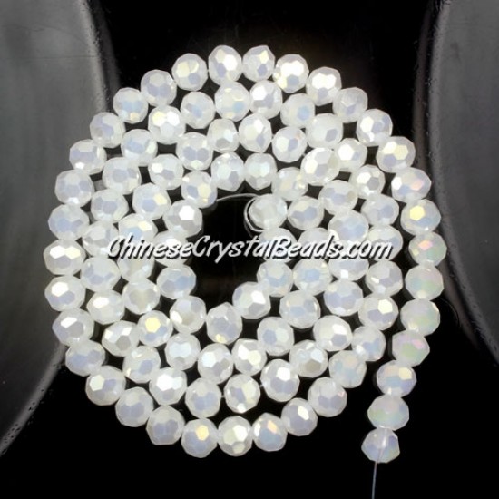 4mm chinese round crystal beads, white jade AB, about 95 beads