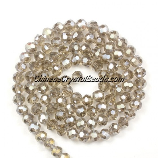 4mm chinese round crystal beads, Smoke AB, about 95 beads