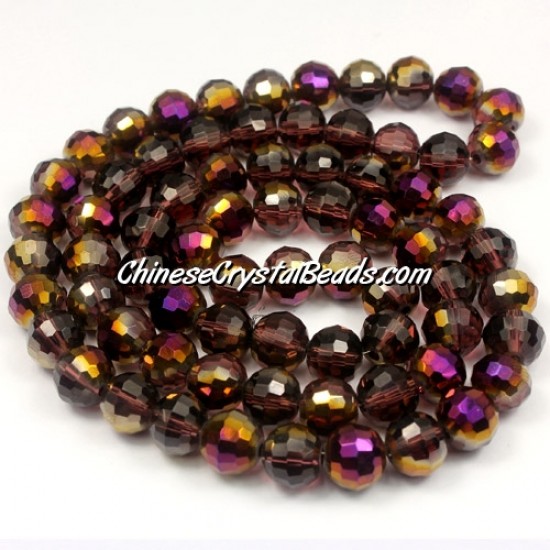 8mm Crystal Round beads, 96fa, Amethyst purple light,70 beads