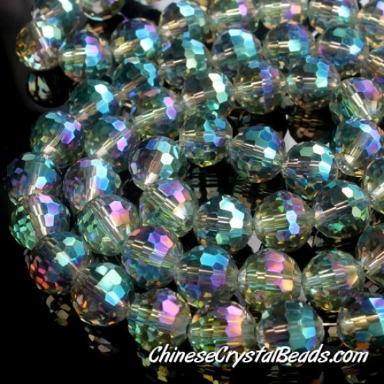 10mm round crystal beads 96fa , transparent green shade, sold 20 Beads