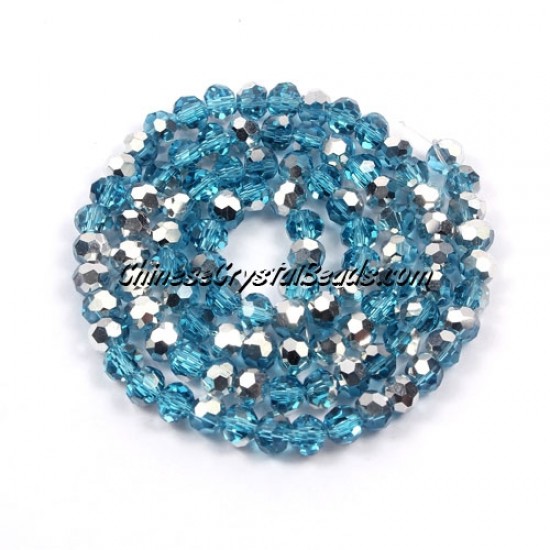 4mm chinese round crystal beads, Aqua Half silve, about 95 beads