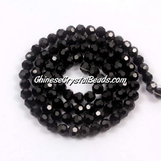 4mm chinese round crystal beads black about 95 beads