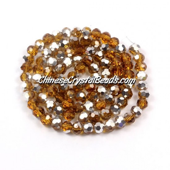 4mm chinese round crystal beads, amber Half silve, about 95 beads