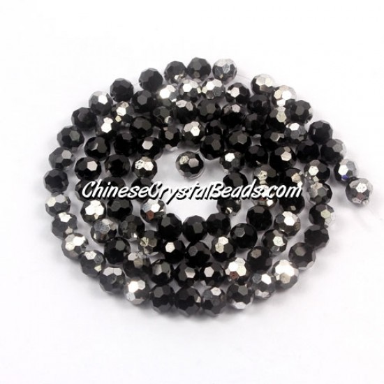 4mm chinese round crystal beads, black Half silve, about 95 beads
