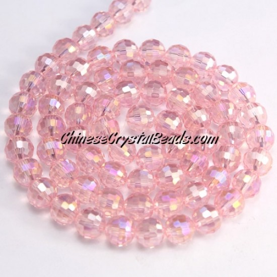 8mm round crystal beads, 96fa,Light pink AB, 70 beads