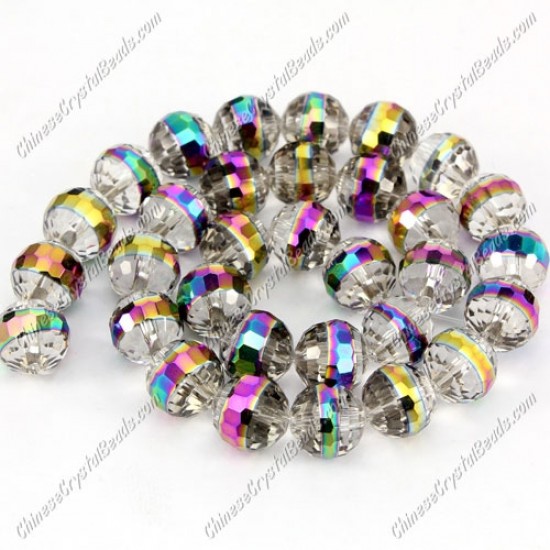 10mm round crystal beads 96fa , Crystal With Metallic Band, sold 32pcs per strand