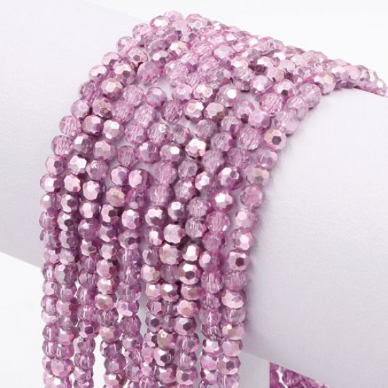 4mm pink painte round Crystal beads about 95 beads