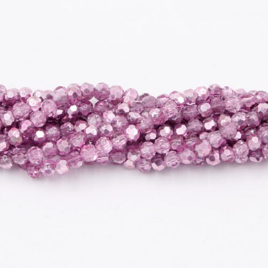 4mm pink painte round Crystal beads about 95 beads