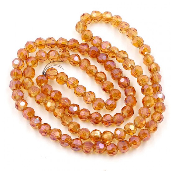 4mm amber light chinese round crystal beads about 95 beads