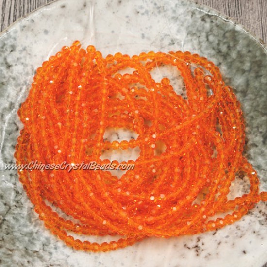 4mm chinese round crystal beads, orange, about 95 beads