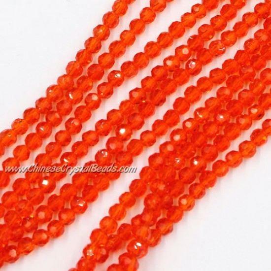 4mm chinese round crystal beads, red orange, about 95 beads