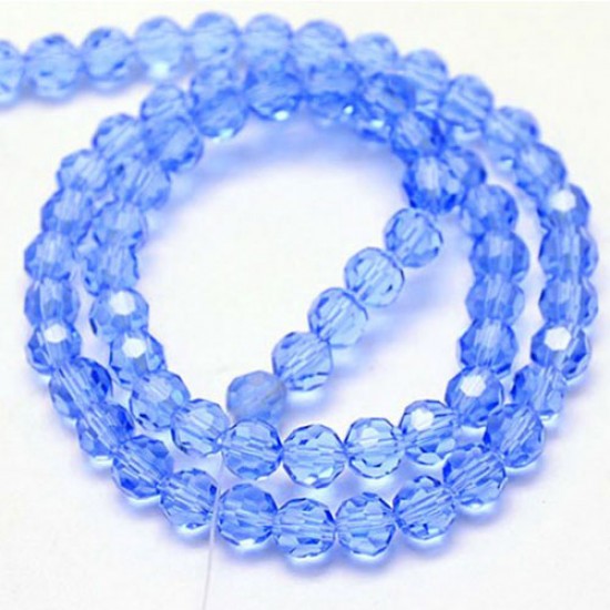 6mm round crystyal beads, lt sapphire,about 95 beads