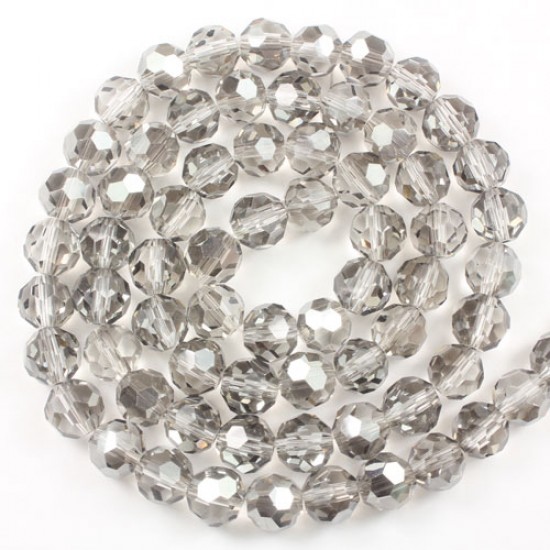 6mm round crystyal beads, silver shade,about 95 beads