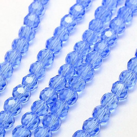 8mm round crystal beads, lt sapphire,about 70 beads