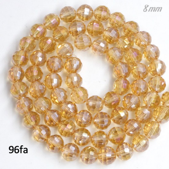 8mm round crystal beads, 96fa, G champagne AB,about 70 beads