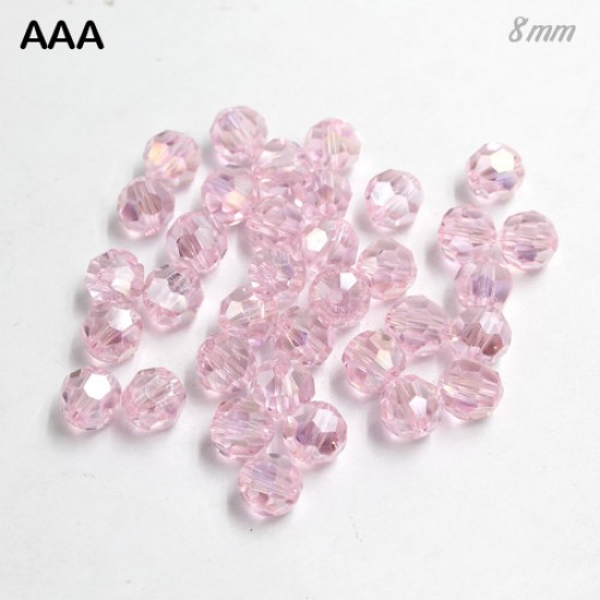 8mm AAA Crystal Round beads,lt pink AB,70 beads