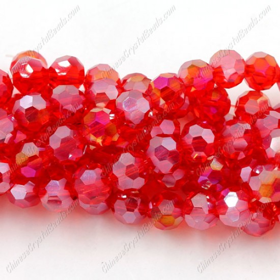 8mm round crystal beads,  Siam AB, about 70 beads