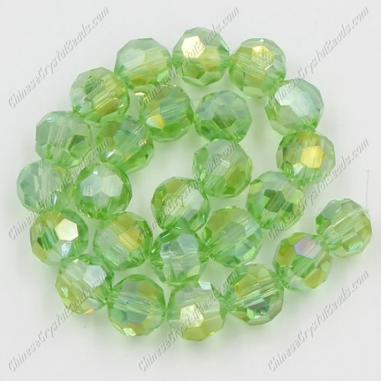 8mm round crystal beads, Lime green AB,70 beads