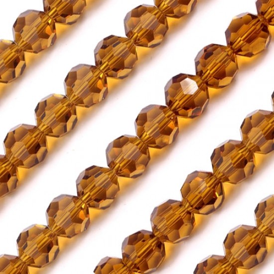 10mm Amber round crystal beads , 20 beads