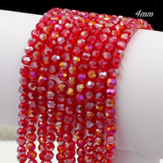 4mm chinese round crystal beads,siam AB, about 95 beads