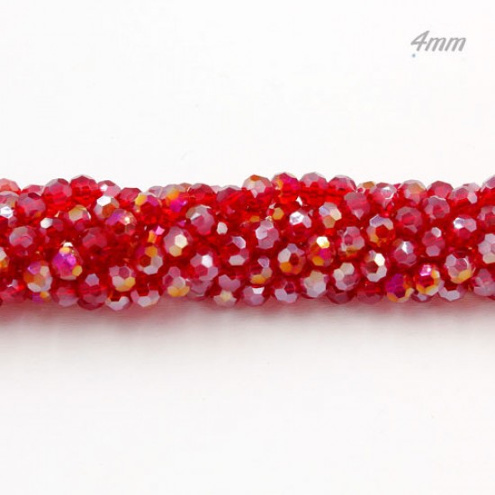 4mm chinese round crystal beads,siam AB, about 95 beads