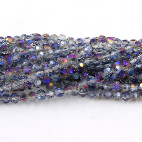 4mm chinese round crystal beads, half purple light, about 95 beads