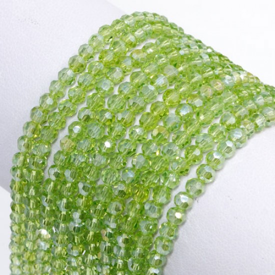 4mm chinese round crystal beads olvine AB about 95 beads