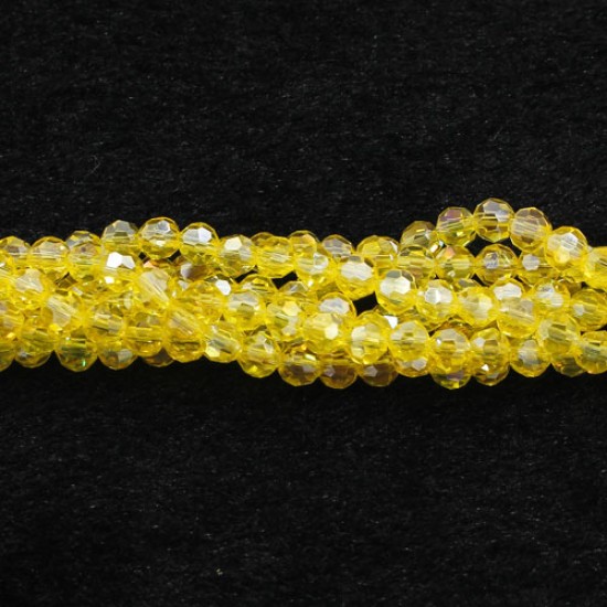 4mm chinese round crystal beads, lemon AB, about 95 beads