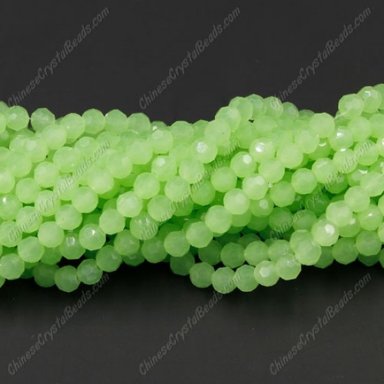 4mm chinese round crystal beads, green jade, about 95 beads