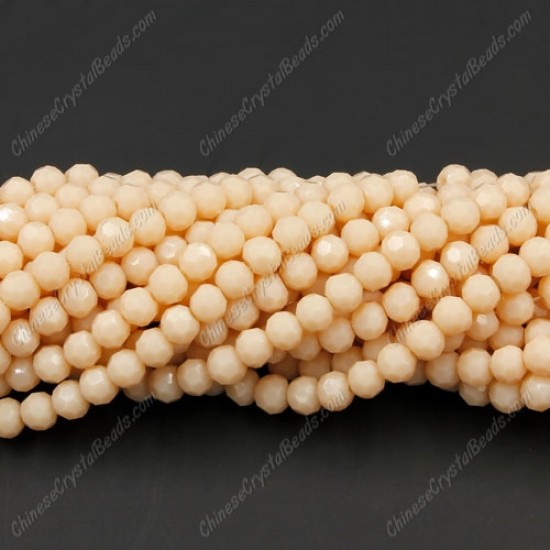 4mm chinese round crystal beads, opaque light peach, about 95 beads