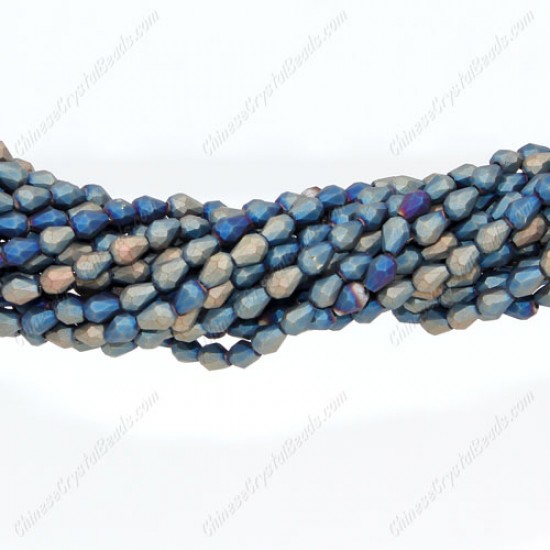 Matte Crystal Teardrop Beads Strand, Matte#08, 3x5mm, about 100 Beads