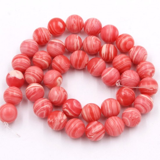 10mm Pretty Light Opaque Pink White Swirls Round Shaped Beads Smooth Round 15 inch