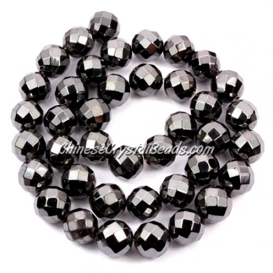 Round hematite faceted beads 4mm 6mm 8mm 10mm, hole size 1mm, 15.5 inch