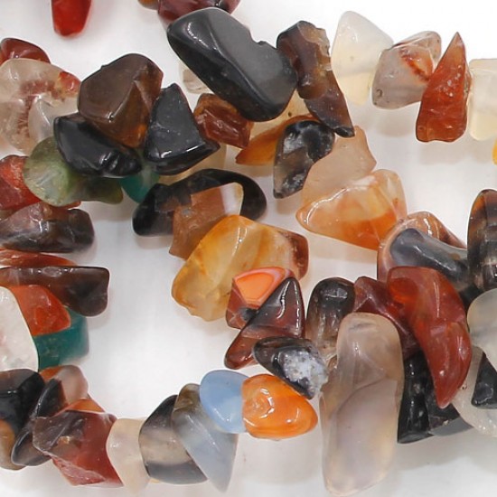 Colorful agate Gemstone Chips, 5mm-10mm, Hole:Approx 0.8mm, Length:Approx 30 Inch