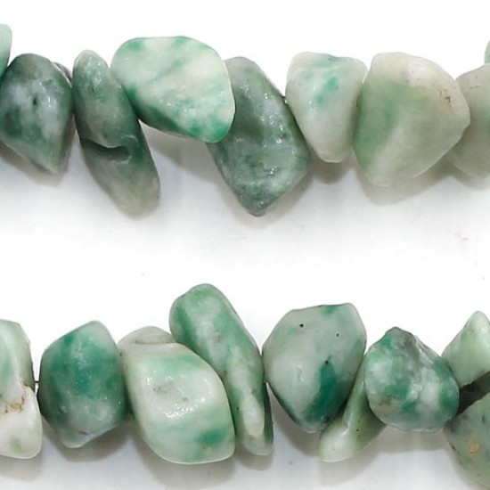 Green Spot Jasper chip, Gemstone Chips, 5mm to 10mm, Hole:1mm, Length:Approx 35 Inch