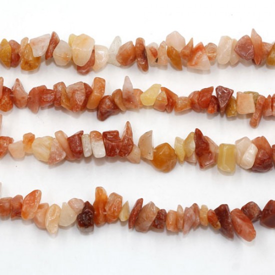 Natural Red Aventurine smooth chips beads,  5mm to 10mm, Hole:Approx 0.8mm, Length:Approx 35 Inch